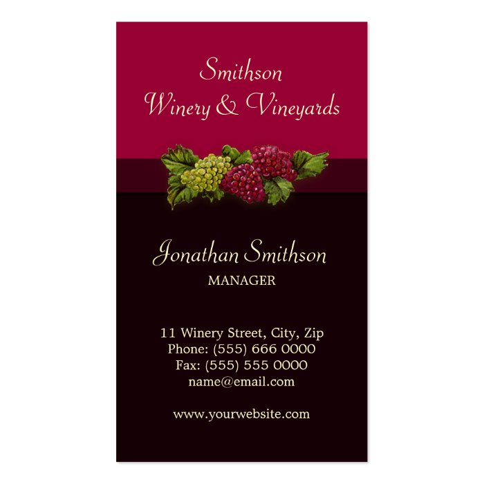 Winery / Vineyards Oenology business card