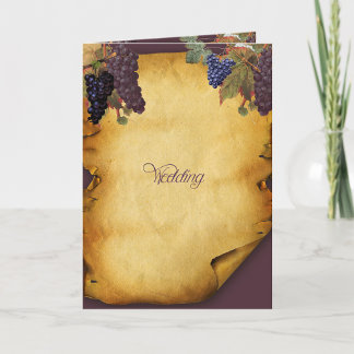 Winery Wedding Grape Vine Folded Invitation