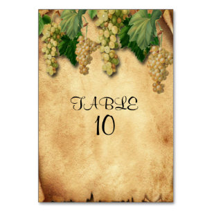 Winery Wedding Vintage Rustic Paper Grape Vine Table Number