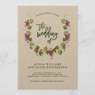 Winery Wedding with Rustic Typography Kraft Invitation