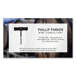 Winery Wine Barrel Business Card Magnet