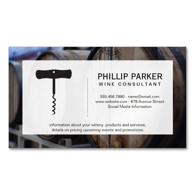 Winery | Wine Barrel Business Card Magnet (Front)