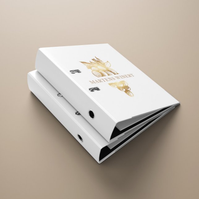 Winery Wine Business Gold Grapes Monogram 3 Ring Binder (Creator Uploaded)