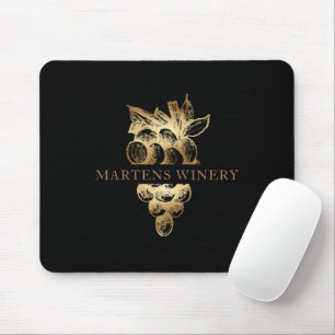 Winery Wine Business Gold Grapes Monogram Mouse Pad