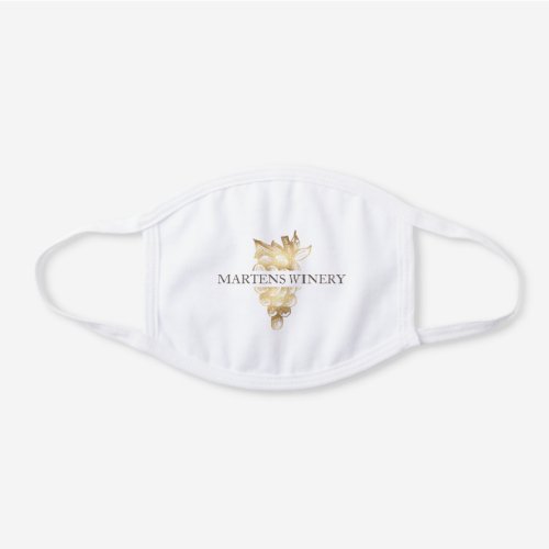 Winery Wine Business Sommelier Gold Grapes White Cotton Face Mask