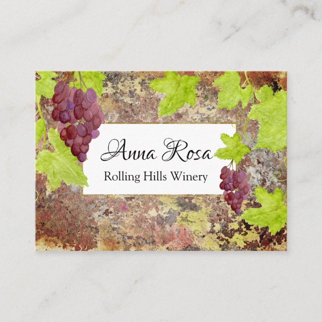 *~* Winery Wine Cellar Wine Grape Cluster Vineyard Business Card (Front)