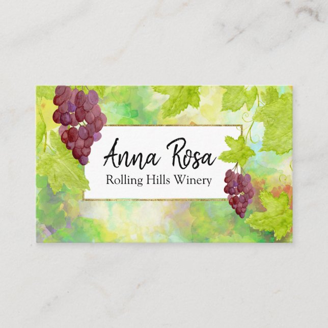 *~* Winery Wine Cellar Wine Grapes Vineyard Business Card (Front)