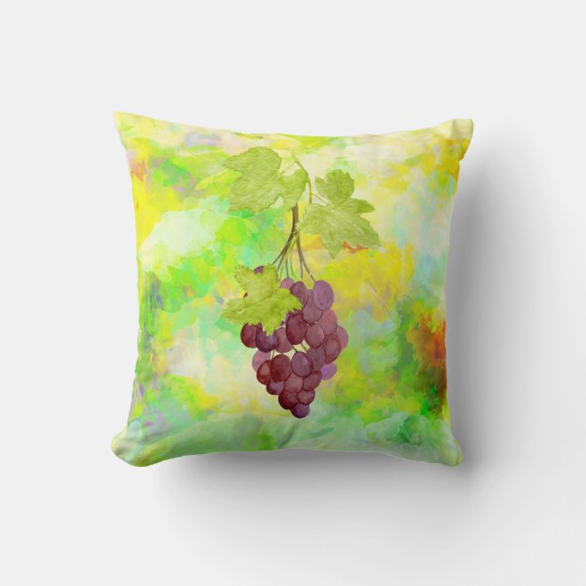 *Winery Wine Grapes Vineyard Wine Cellar Throw Pillow (Front)