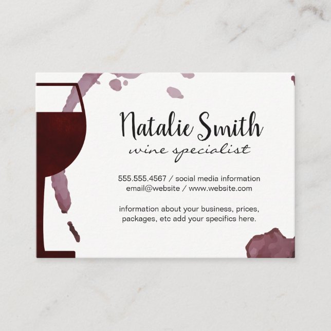 Winery Wine Stain | Wine Sommelier Business Card (Front)