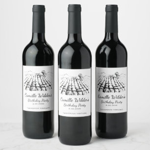Winery Wine Tasting Vineyard Birthday Party Label