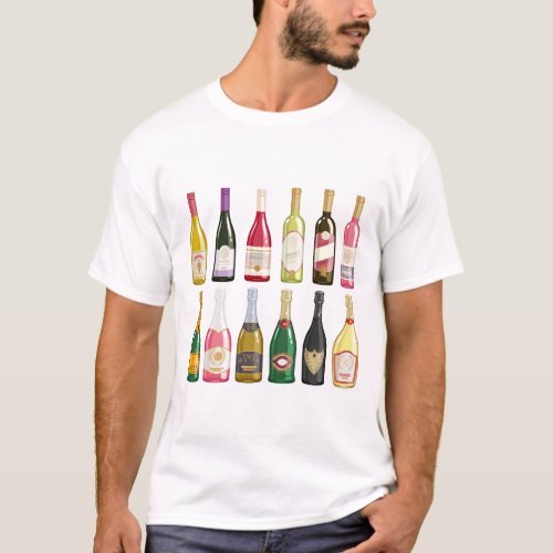 Wines and champagne Bottles T_Shirt