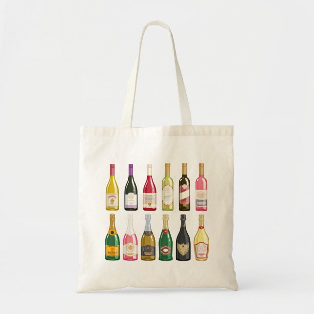 Wines and champagne Bottles Tote Bag (Front)