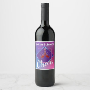 Wines Glasses with Red Wine Toast Wine Label