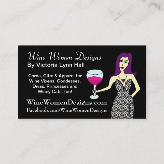 WineWomenDesigns.com featuring Wine Vixen Business Card (Front)