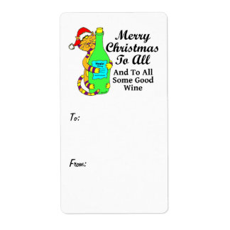 Winey Cat Christmas "...And To All Some Good Wine" Label