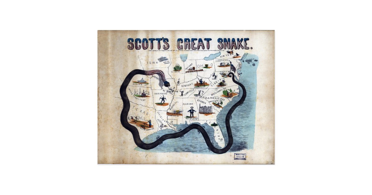Winfield Scott's Great Snake Anaconda Plan Postcard | Zazzle.com