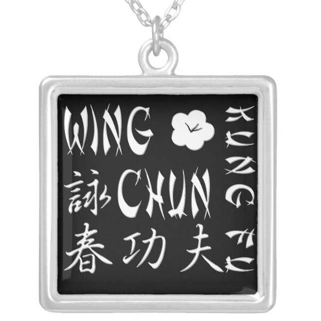 Wing Chun Kung Fu Necklace - Square (Front)