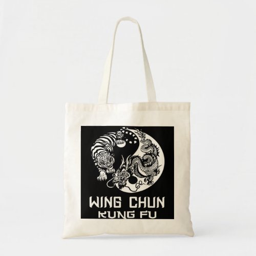 Wing chun yin yang tiger dragon tote bag