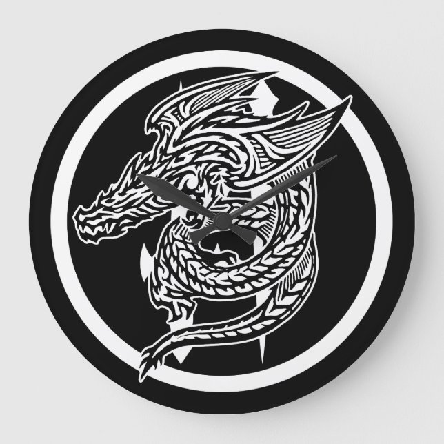 Wing Dragon Round (Large) Wall Clock (Front)