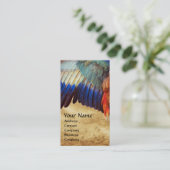 WING FEATHERS OF A ROLLER ANTIQUE PARCHMENT BUSINESS CARD (Standing Front)