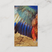 WING FEATHERS OF A ROLLER ANTIQUE PARCHMENT BUSINESS CARD (Back)