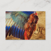 WING FEATHERS OF A ROLLER  ON  ANTIQUE PARCHMENT BUSINESS CARD (Back)