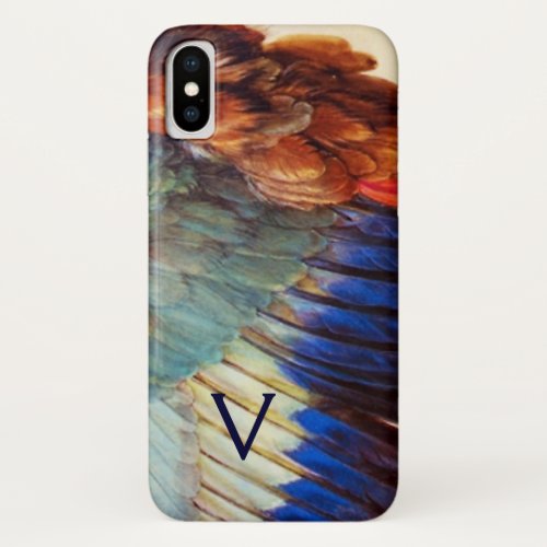 WING FEATHERS OF AN EUROPEAN ROLLER MONOGRAM iPhone X CASE