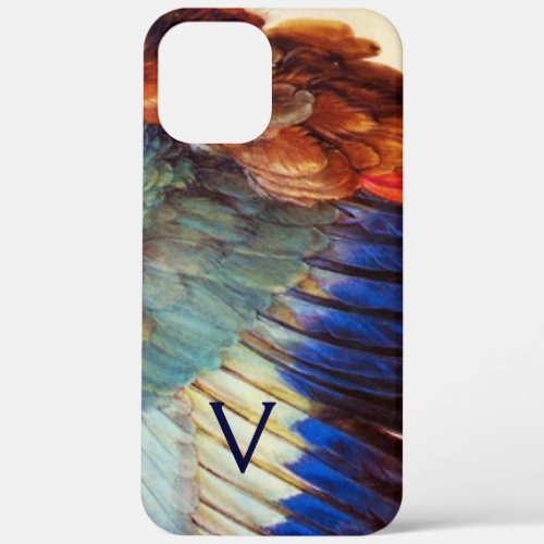 WING FEATHERS OF AN EUROPEAN ROLLER MONOGRAM iPhone 12 PRO MAX CASE