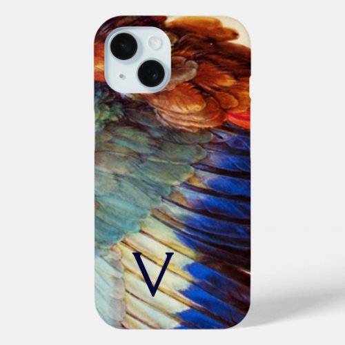WING FEATHERS OF AN EUROPEAN ROLLER MONOGRAM iPhone 15 CASE