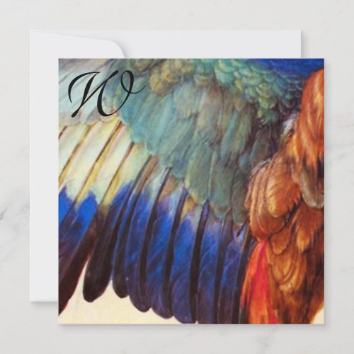 WING FEATHERS OF AN EUROPEAN ROLLER Monogram Invitation