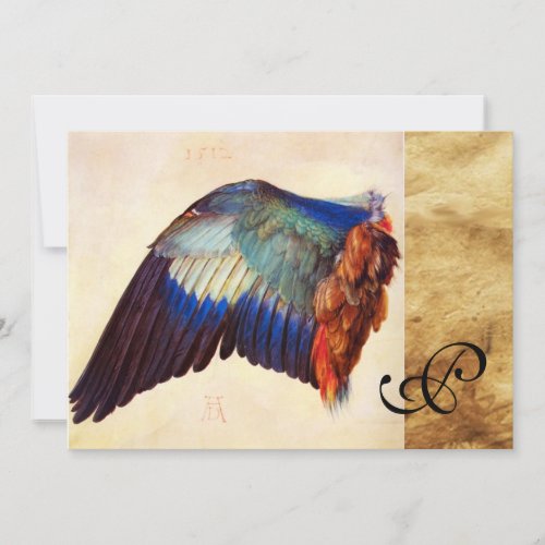 WING FEATHERS OF AN EUROPEAN ROLLER Parchment Invitation