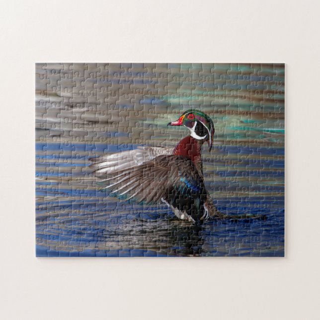 Wing Flapping Wood Duck Jigsaw Puzzle (Horizontal)
