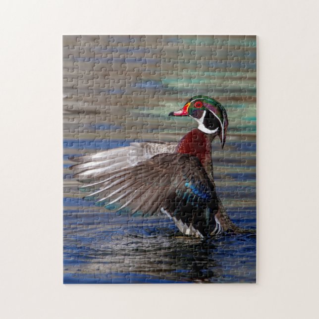 Wing Flapping Wood Duck Jigsaw Puzzle (Vertical)