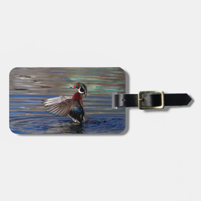 Wing Flapping Wood Duck Luggage Tag (Front Horizontal)