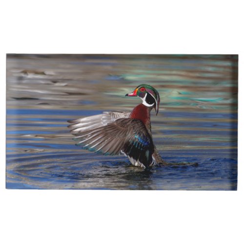 Wing Flapping Wood Duck Table Card Holder