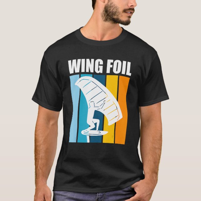 Wing Foil Retro Wing Surfer Wing Foil T-Shirt (Front)