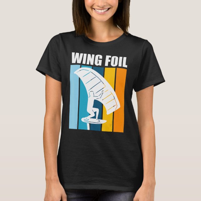 Wing Foil Retro Wing Surfer Wing Foil T-Shirt (Front)