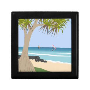 Wing Foil Surfers Pandanus Tree at the Beach Gift Box