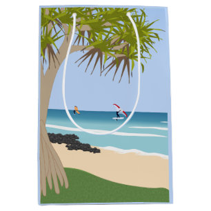Wing Foil Surfers Pandanus Tree at the Beach Medium Gift Bag