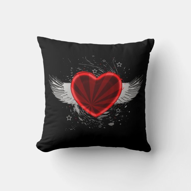 Wing Heart Throw Pillow (Front)