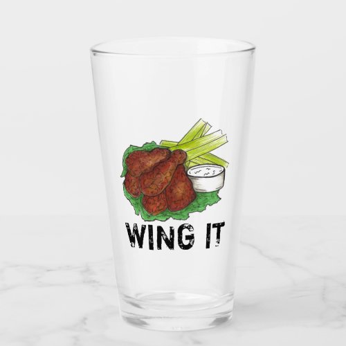 Wing It Spicy BBQ Buffalo Chicken Wings Foodie Glass