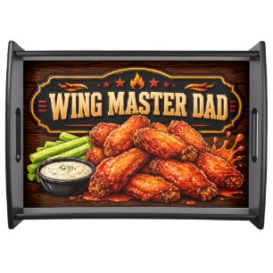 Wing Master Dad, BBQ Chicken Wings Party Serving Tray