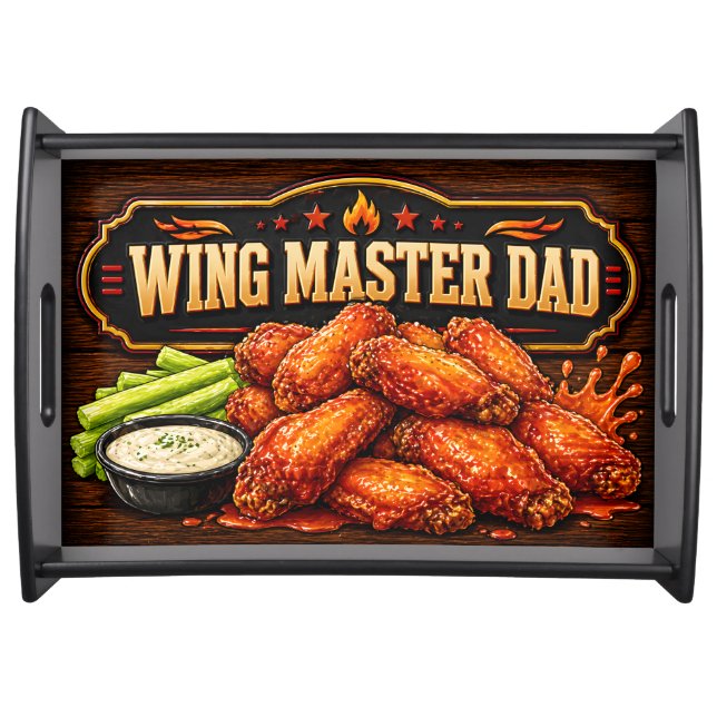 Wing Master Dad, BBQ Chicken Wings Party Serving Tray (Front)