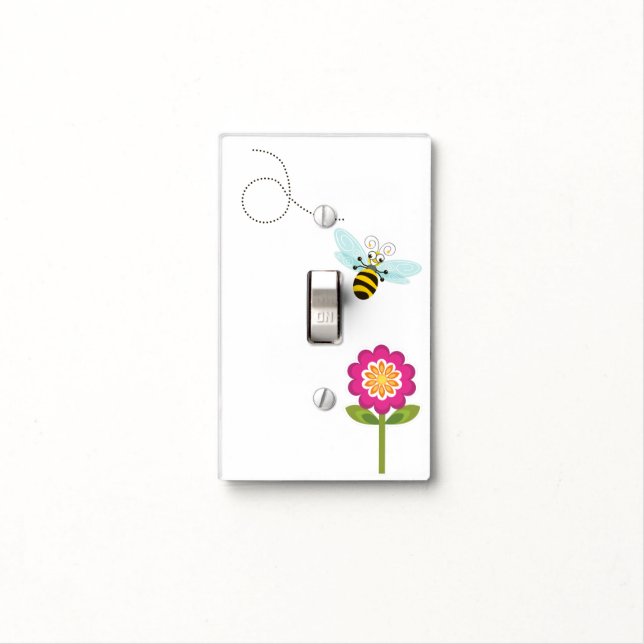 Wing-Nutz™_Bumble Bee (Buzz)_flower alighting Light Switch Cover (In Situ)