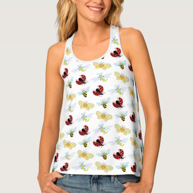 Wing-Nutz™_Fluttering Buddies pattern_whimsical Tank Top (Front)