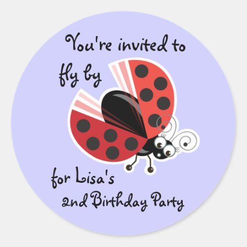 Wing_Nutz_Ladybug Dotty_ 2nd birthday party Classic Round Sticker