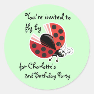 Wing-Nutz™_Ladybug (Dotty)_ 3rd Birthday Party Classic Round Sticker