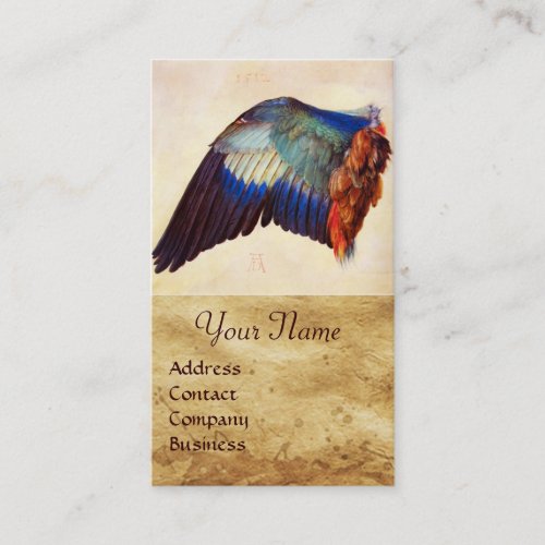 WING OF A ROLLER  ON  ANTIQUE PARCHMENT  Monogram Business Card