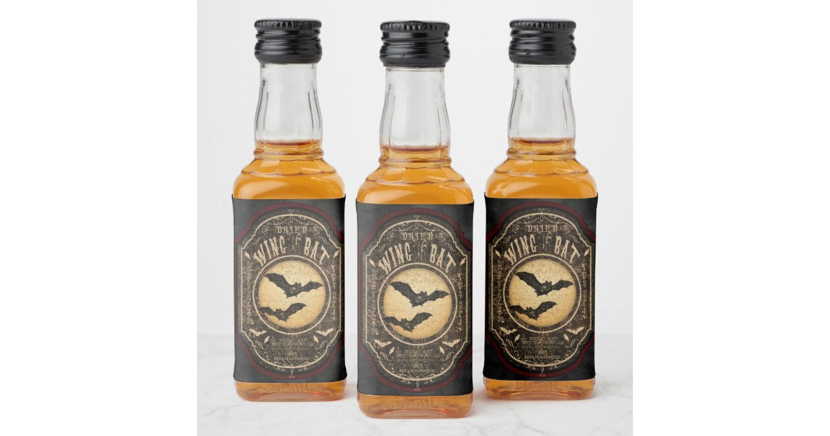 Wing of Bat Gothic Apothecary Halloween Liquor Bottle Label | Zazzle