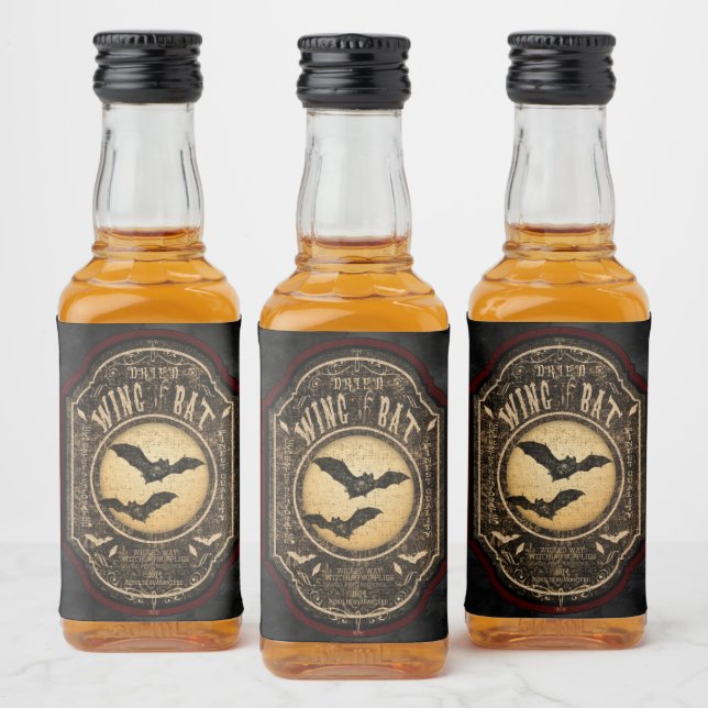 Wing of Bat Gothic Apothecary Halloween Liquor Bottle Label (Bottles)